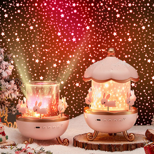 Şarj edilebilir 3-in-1 LED gece lambası 21 desenler yıldızlı gökyüzü projeksiyon dönen atlıkarınca müzik çocuk hediye yatak odası için - Product Image 1