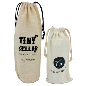 Hot Selling Cotton Drawstring Bottle Gift <strong>Pouches</strong> Wine Linen Bag - Product Image 1
