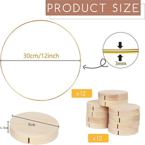 Bán Buôn Kim Loại Hoa Hoop Trung Tâm Với Đứng Cho Bảng, Kim Loại Macrame Vòng Hoa Vàng Nhẫn Với 12Pcs Chủ Sở Hữu Đứng - Product Image 2