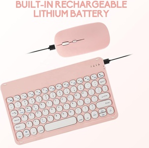 Mini teclado redondo ultrafino, idioma personalizado, español, coreano, para portátil, ventana, iOS, Android, teclado y ratón inalámbricos - Product Image 3