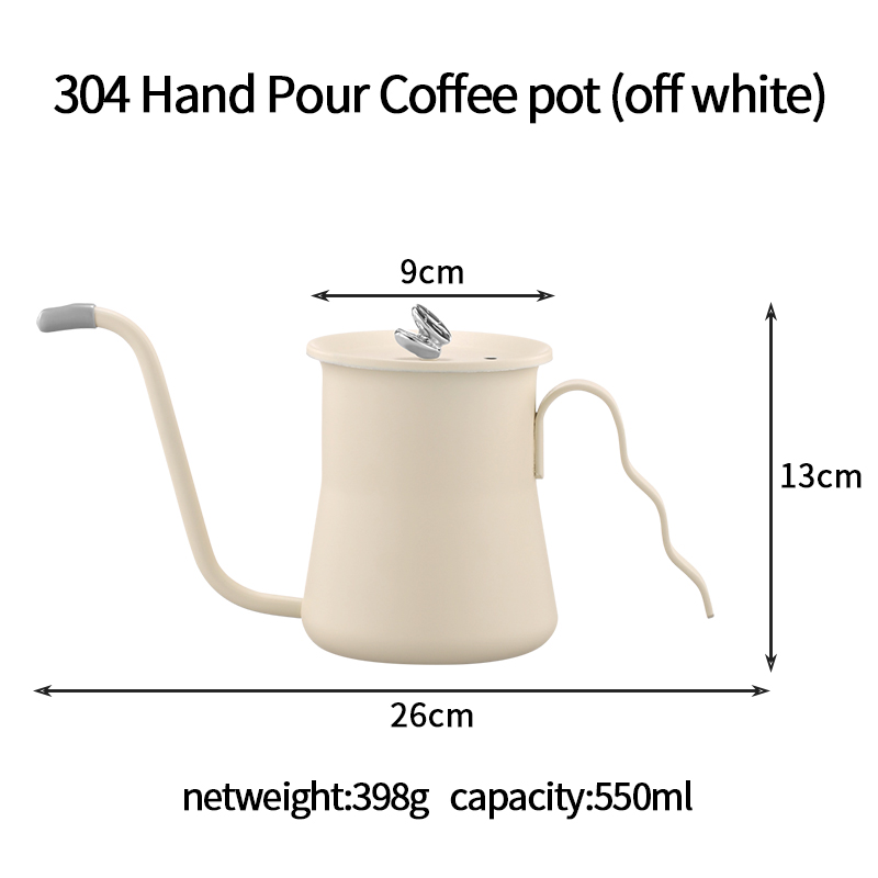 หม้อกาแฟเทด้วยมือ304 (สีขาวนวล)