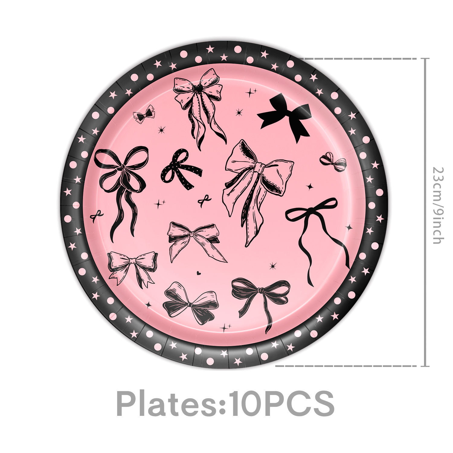 Platos de papel rosa de 9 pulgadas, 10 unidades.