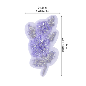 3D亮片串珠绣花花叶贴片婚纱面料种子珠蕾丝贴花 - Product Image 6