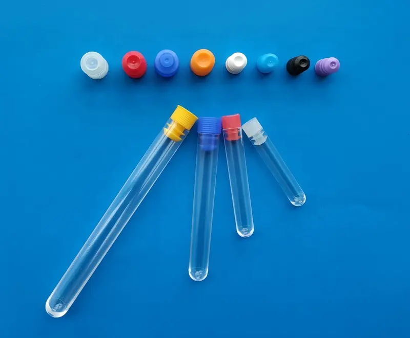 Tubo de teste plástico transparente da tomada do flange, 12*60 a 40*200mm para o laboratório