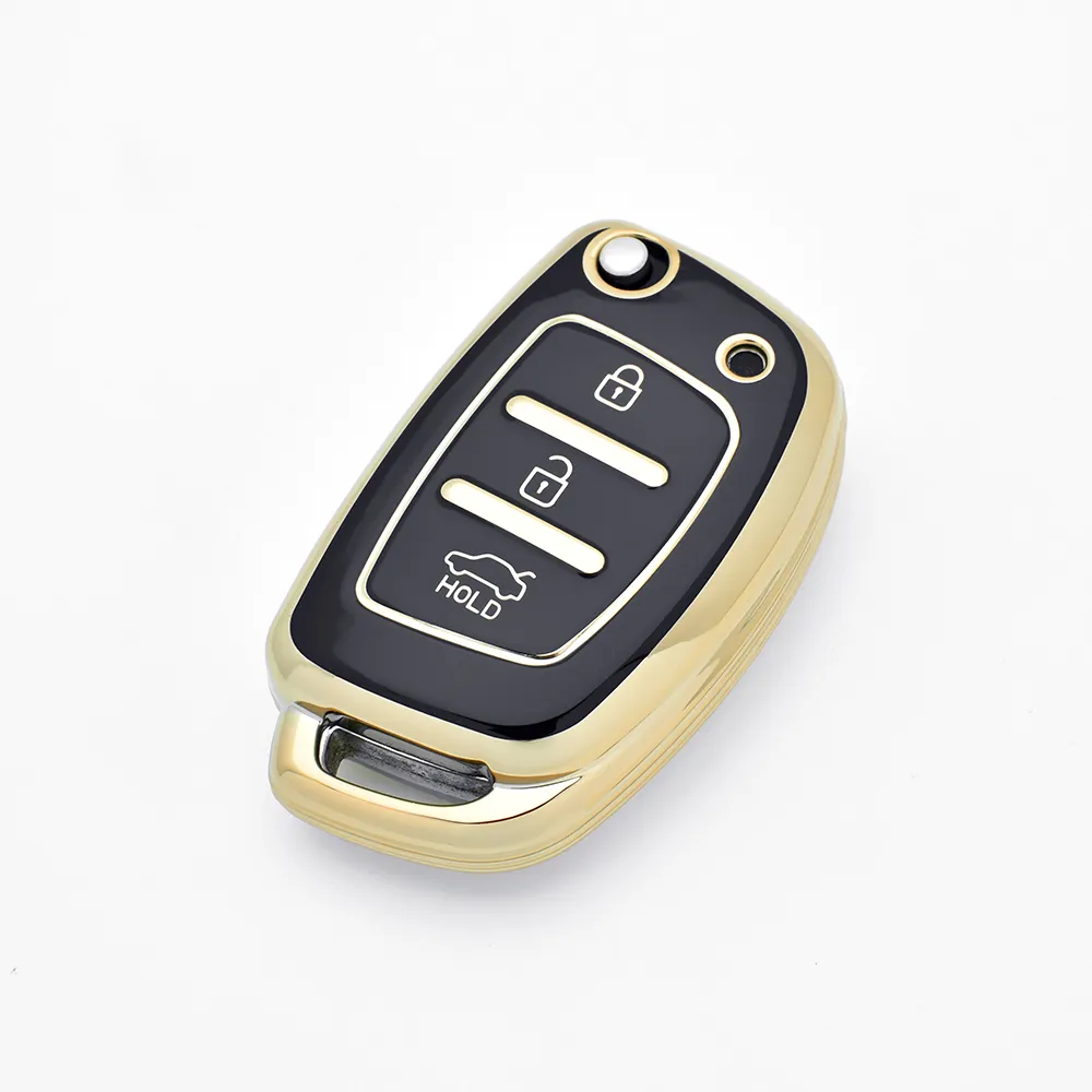 Bord argenté doré pour hyundai i20 i30 housse de protection pour clé de voiture carbone tpu
