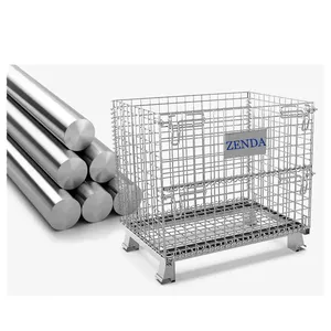 Jaulas de malla de alambre, palé de alto almacén, contenedor de capacidad apilable de Metal de acero, equipo deportivo, jaula de almacenamiento pesado de carga plegable - Product Image 1