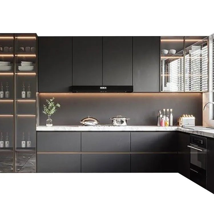 Black House One-Stop mobili da cucina casa decorazione minimalista Design armadi in legno massello componenti dell'armadio da cucina Morden