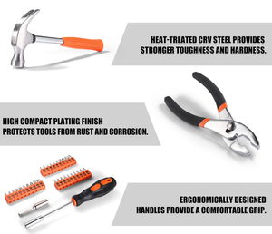 Peaktop 126件套通用手动工具包，带塑料工具箱储物箱，手动工具包 - Product Image 5