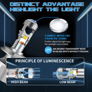 H4 <strong>Led</strong> Projector Headlight With Clear Lens 70W Bi Projector <strong>Led</strong> Light 12V Auto Motorcycle Light - Product Image 5