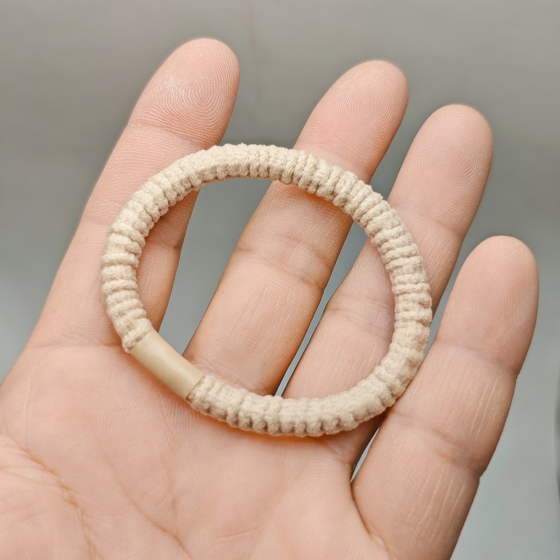 Ruffled Tube Style Cream Hair Tie