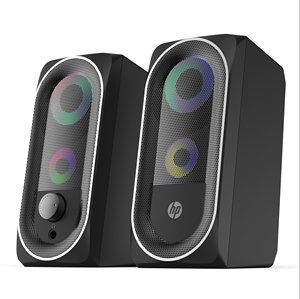 HP-Altavoces estéreo de 6W con cable USB 2,0 para ordenador, con mando de control de volumen e iluminación de 3,5mm AUX RGB, originales, USB - Product Image 3