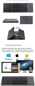 Miniteclado inalámbrico plegable con panel táctil para Windows, Android, iOS, tableta, PC, teléfono inteligente, Triple fábrica de China