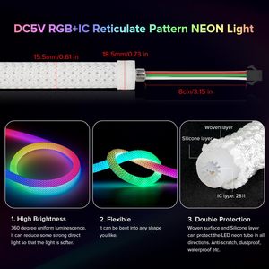 ไฟเชือกไนลอน RGB สายรัดอัจฉริยะพร้อม IC Magic พร้อม360 LED พิกเซล ° - Product Image 2