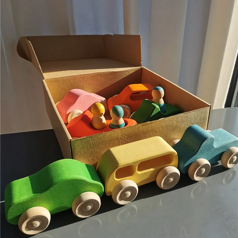 Wood Earth Rainbow Stacking Blocks alberi Cars Building House giocattoli per bambini in legno gioco educativo precoce