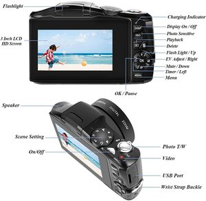 Dijital kamera, 4K 48MP Full HD vlog kamera 3.2 inç 16X dijital kamera - Product Image 6