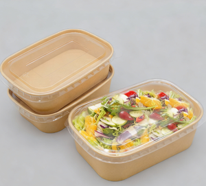 Biologisch Afbreekbare 500Ml 750Ml 1000Ml Wegwerpcontainer Witte Kraftpapier Vierkante Saladebakjes - Product Image 2