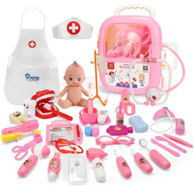 Ensemble de jouets amusants pour enfants, bleu et rose, jeu de docteur pour bébé, Kit de jeu de rôle pour médecin