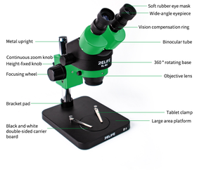 RELIFE-microscopio estéreo Trinocular RL-M3T + SS-004N, con Zoom 7X-45X, con cámara HDMI, luz LED, para reparación móvil - Product Image 1