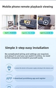 T22 Wifiミニカメラ360度ワイヤレスリモートモニタリングナイトビジョン & 音声機能屋内用 - Product Image 3