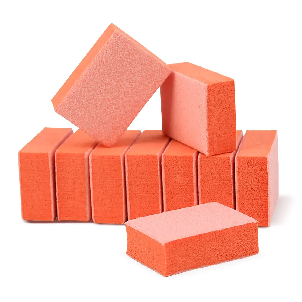 USA Free Shipping 1500Pcs/Case Cheap Price Orange 2 Side Sponge 80/100 Disposable Mini Nail Buffer Sanding Block