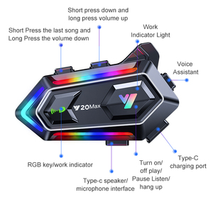 ชุดหูฟังอินเตอร์คอมพร้อมชิปคู่ Y20สำหรับมอเตอร์ไซค์หมวกกันน็อกสเตอริโอหมวกกันน็อกสเตอริโอผสมเสียง - Product Image 2