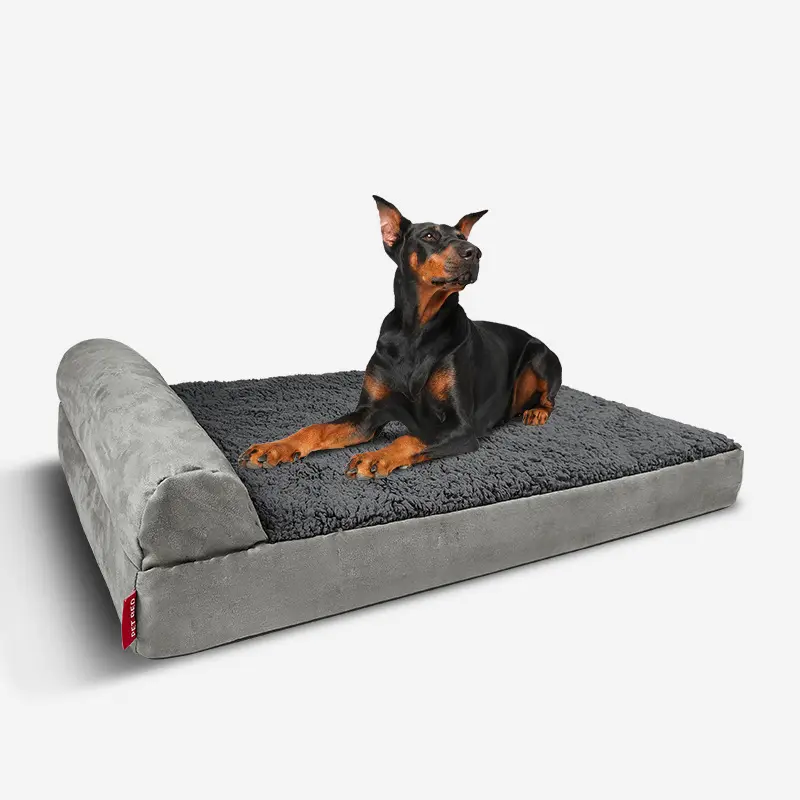 Tempat tidur hewan peliharaan katun lembut, tempat tidur anjing ortopedi tahan air nyaman dengan bantal