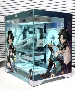 Genshin impatto Xiao Anime Custom M-ATX Mid-Tower custodia per PC a lato pieno vetro temperato vista mare camera MicroATX custodia del Computer - Product Image 1