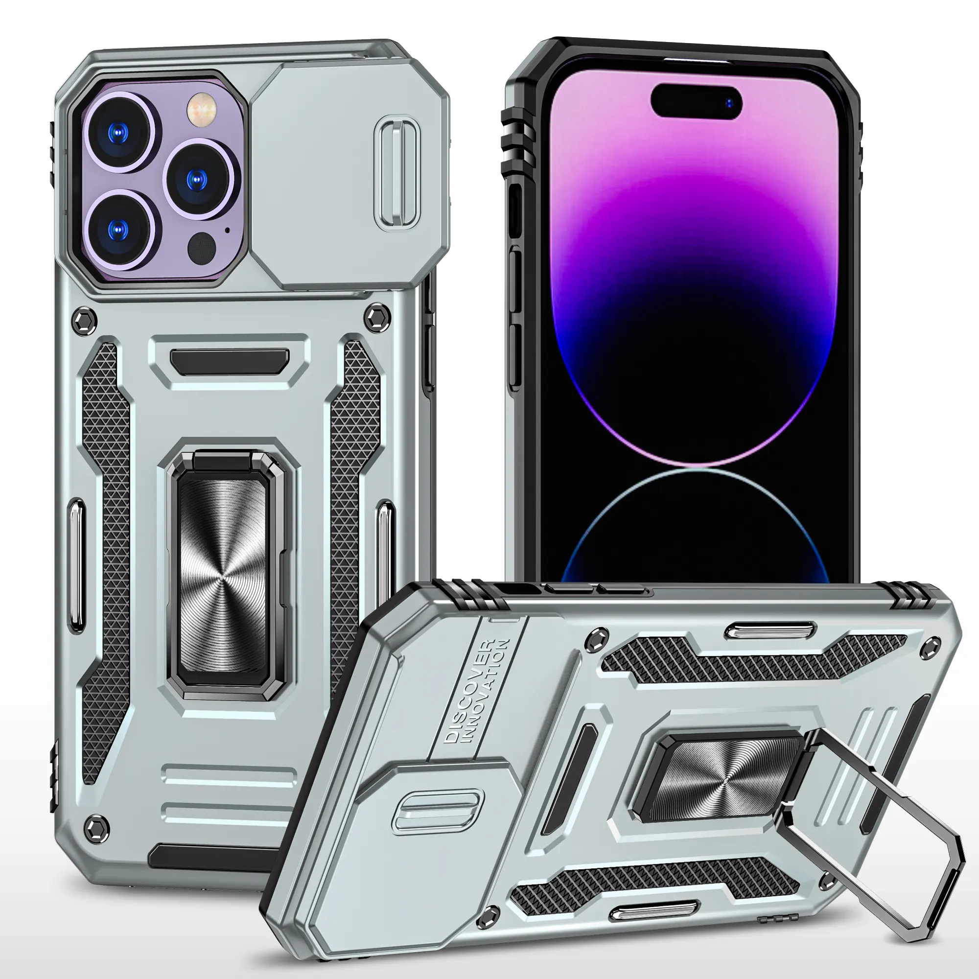 Funda de protección de cámara de Windows de lente completa para iPhone 12 y 15 Pro Ring Holder Fundas para teléfonos móviles