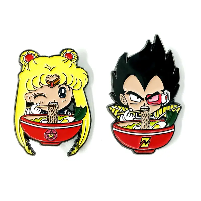 Dibujos animados japoneses DRAGON BALLs Sailor Moon Vegeta comer fideos broche anime pin metal insignia Decoración