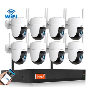 Tuya 8CH 3MP sistema de seguridad WiFi inalámbrico al aire libre IP CCTV Cámara Kit con Color visión nocturna AI detección inalámbrica Nvr Kit - Product Image 1