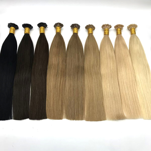 1B# <strong>2</strong># 4# European Salon Quality Virgin Cuticle Aligned <strong>Human</strong> Hair 14'' 16'' 18''natural Shiny Straight Flat Tip Hair Extensions - Product Image 1