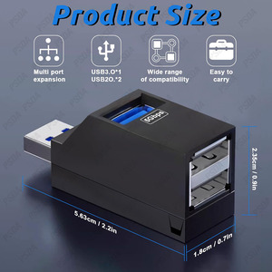 3 พอร์ต USB Hub Splitter สําหรับแล็ปท็อป USB Expander USB หลายอะแดปเตอร์สําหรับเมาส์ 3.0 * 1 ฮับ 2.0 * 2 ฮับเครื่องพิมพ์แฟลชไดรฟ์ - Product Image 3