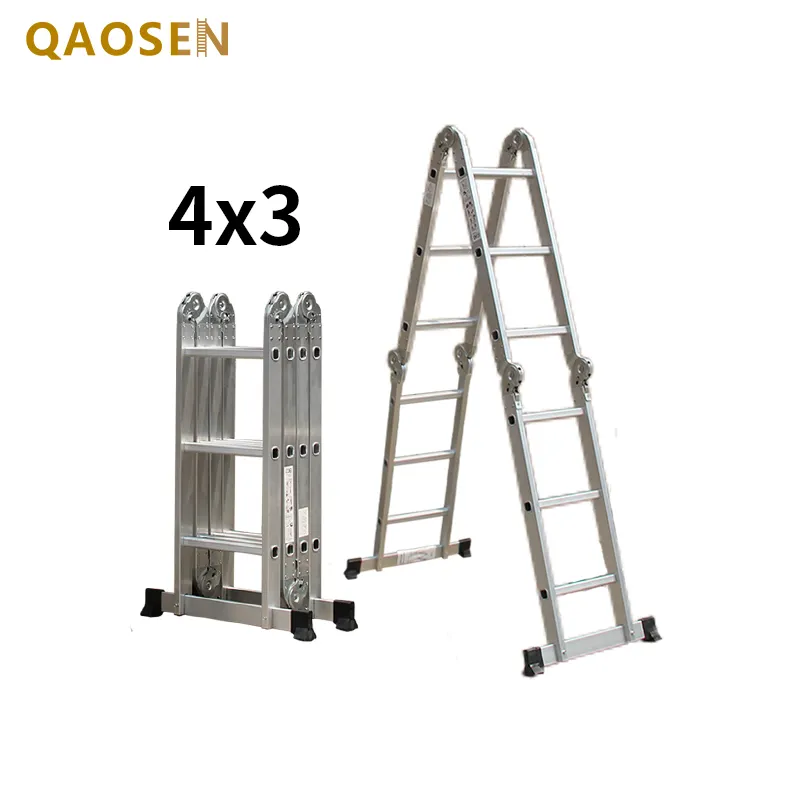 Small Hinge 4 fold ladder 12 steps Multifunctional Step Ladders