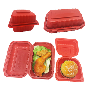 一次性微波塑料处理翻盖红色容器食品储存豆饼包装盒 - Product Image 3