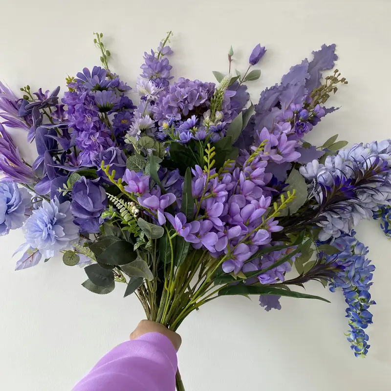 Blauw Paars Kunstbloemmateriaal Delphinium Violet Hyacint Bruiloft Decoratie Valse Woonkamer Tafel