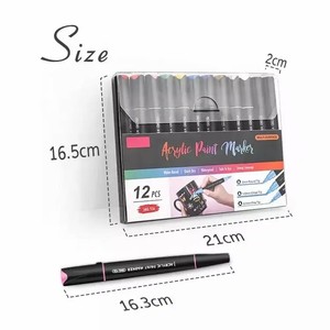 12/24 renk çift başlı çift ipuçları kalıcı keçeli kalem su bazlı kalıcı işaretleyici boya kalemler renk kutusu/pvc kutu 12 paket - Product Image 5