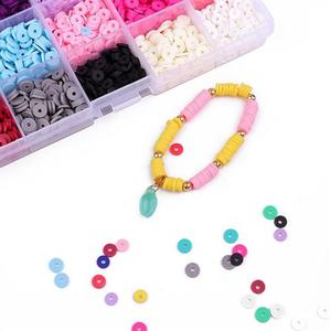 6mm 2600Pcs 15 Color <strong>Flat</strong> Round Polymer Clay Spacer Beads with Pendant Charms Kit Roll <strong>Elastic</strong> <strong>String</strong> for DIY Making - Product Image 3