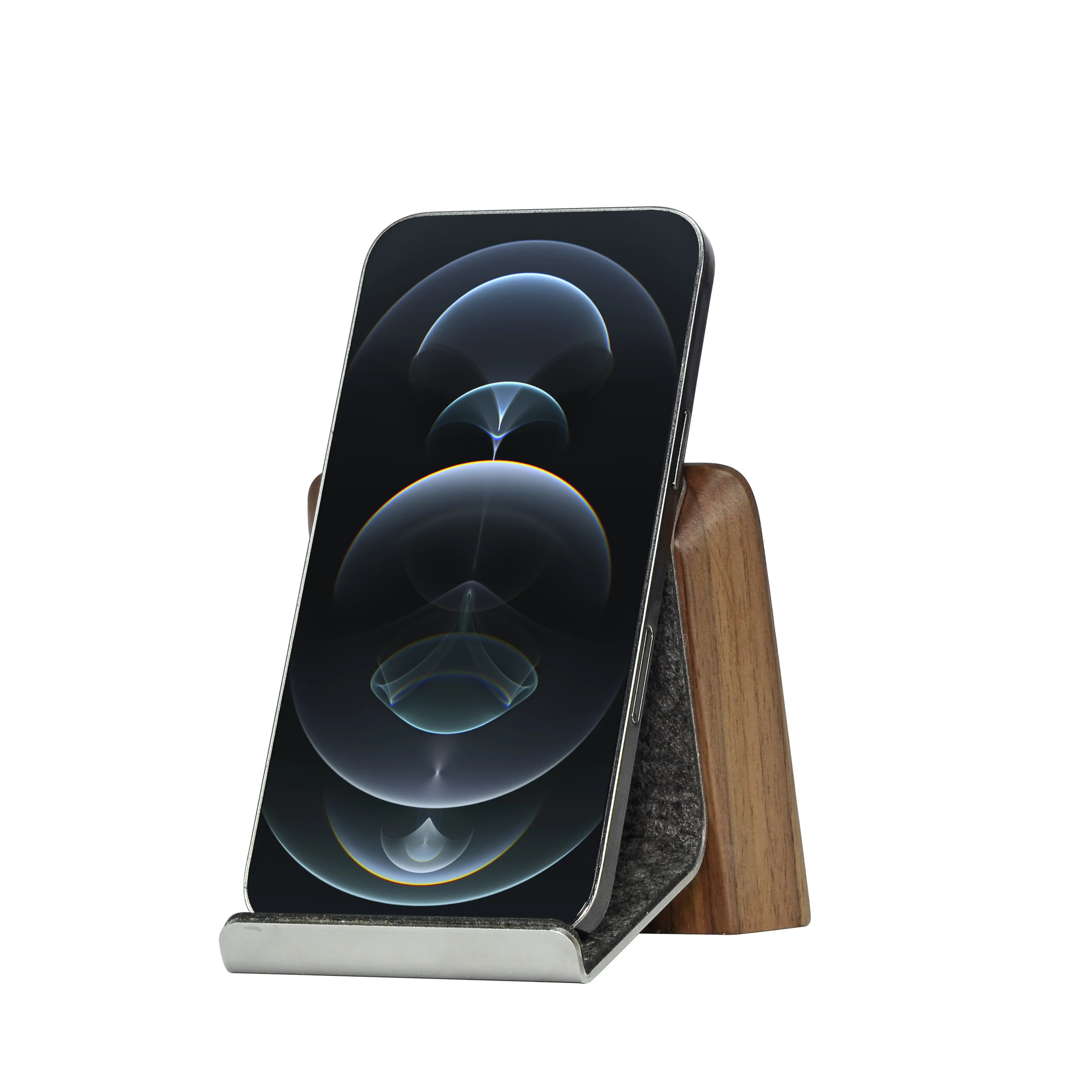 पोर्टेबल लकड़ी के स्मार्टफोन धारक डेस्कटॉप सेल फोन स्टैंड