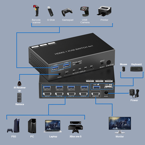 4x1 HDMI 8K KVM Switcher <strong>4</strong> in <strong>1</strong> Out Audio Video Converter Support Atmos Soundbar SPDIF Toslink Audio Remote Control ARC - Product Image 3
