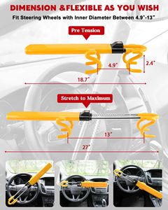 SUV ล็อคพวงมาลัยรถยนต์ป้องกันการโจรกรรมอุปกรณ์โลหะ3ปุ่ม - Product Image 2