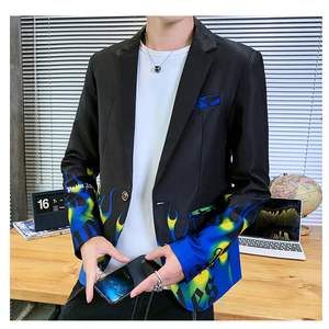 In Giải Trí Phù Hợp Với Người Đàn Ông Của Mùa Thu Mới Web Người Nổi Tiếng Cá Tính Áo Khoác Hàn Quốc Phiên Bản Mỏng Nhỏ Phù Hợp Với Đẹp Trai Duy Nhất Nút Phù Hợp Với - Product Image 4