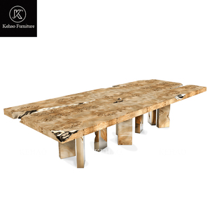 Diseño italiano Muebles de comedor de gama alta Acabado de barniz de alto brillo Mesa de comedor Rectangular Chapa de madera Mesa de comedor de lujo - Product Image 5