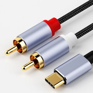 1 En 2 salidas USB C tipo C a macho 2 RCA Dual RCA Audio estéreo Cable 2RCA Cable auxiliar Y divisor convertidor altavoz amplificador ZF - Product Image 3