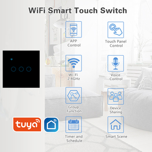 Eu/uk標準Alexaワイヤレス音声制御スイッチTuyaWifiウォールスイッチスマートライトタッチスイッチガラススクリーンパネル - Product Image 3