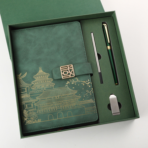 Bán buôn khuyến mãi biểu tượng tùy chỉnh A5 máy tính xách tay thiết kế mới USB Flash Drive da in Tạp Chí bút kinh doanh Con lăn bút thiết lập - Product Image 4