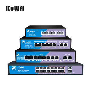KuWFi 100Mbps 8 + 2端口以太网网络交换机，带POE铁壳6KV闪电250米延伸距离24V 48v上行ip网络 - Product Image 1