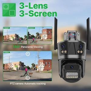 WLAN-IP-Kamera 4K HD Dreischain PTZ Kamera Außen drahtlos 3 Linsen KI menschliche Erkennung CCTV Video Überwachungskamera iCsee - Product Image 2