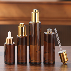 <strong>Wholesale</strong> Hot 20ml 30ml 40ml 50ml 60ml 80ml 100ml Amber Glass Lotion Bottles Pump Empty Cosmetic Containers Skin Care Serum - Product Image 3