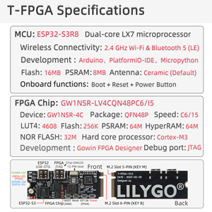 LILYGO T-FPGA-V1.0 ESP32-S3 scheda di sviluppo FPGA Flash 16MB wi-fi scheda madre programmabile Bluetooth per Arduin