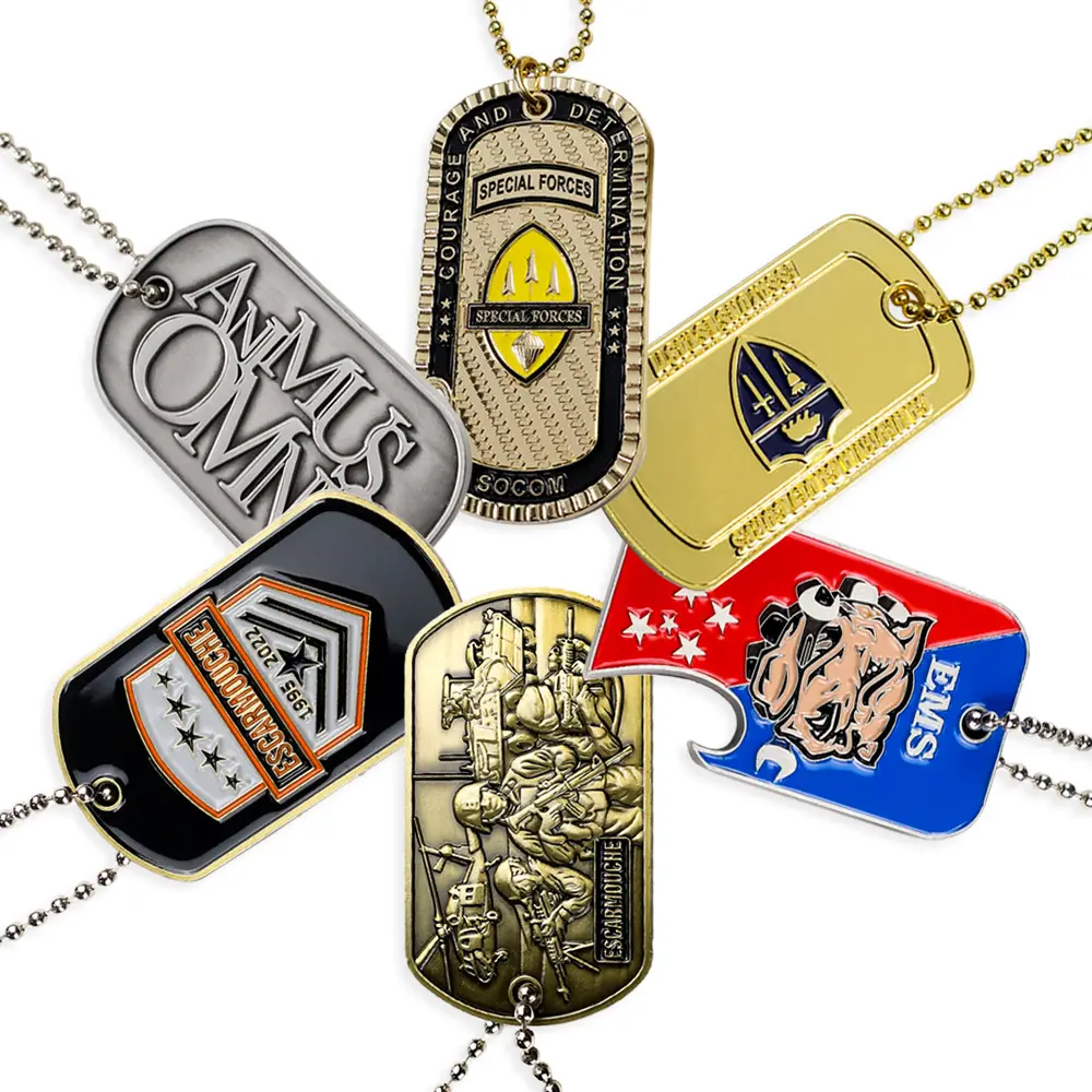 Street cool mens dog tag collier gravé métal dog tags pendentif émail impression nom Id 3d personnalisé dog tag pour gravure